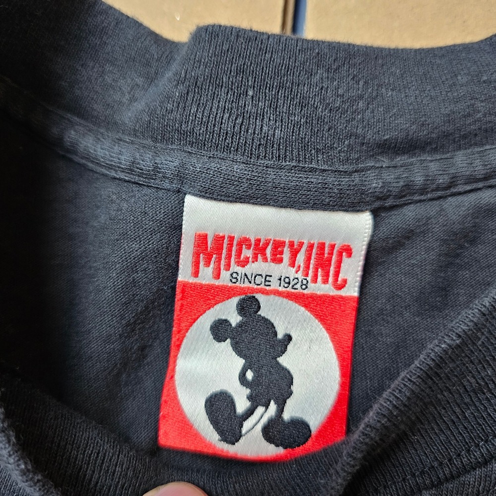 Vintage 90s Walt Disney World Mickey Mouse T-Shirt Black Cartoon 3D Size L - Picture 4 of 6